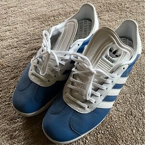 Adidas Men's Classic gazelle custom made Blue and White Sneakers